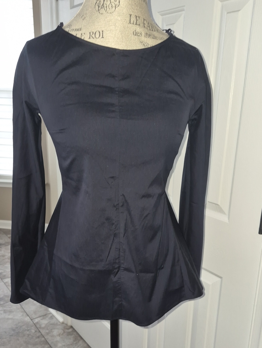 COS EUC DARK NAVY STRUCTURED FIT STRETCH COTTON BLEND SHIRT